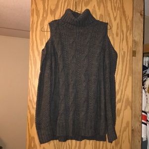 AEO gray cold shoulder turtleneck sweater